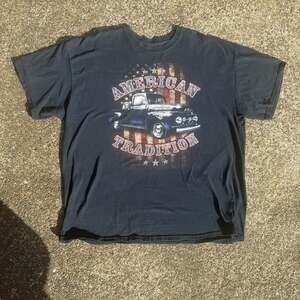 Vintage American Tradition Graphic T-Shirt Patriotic Ford Truck